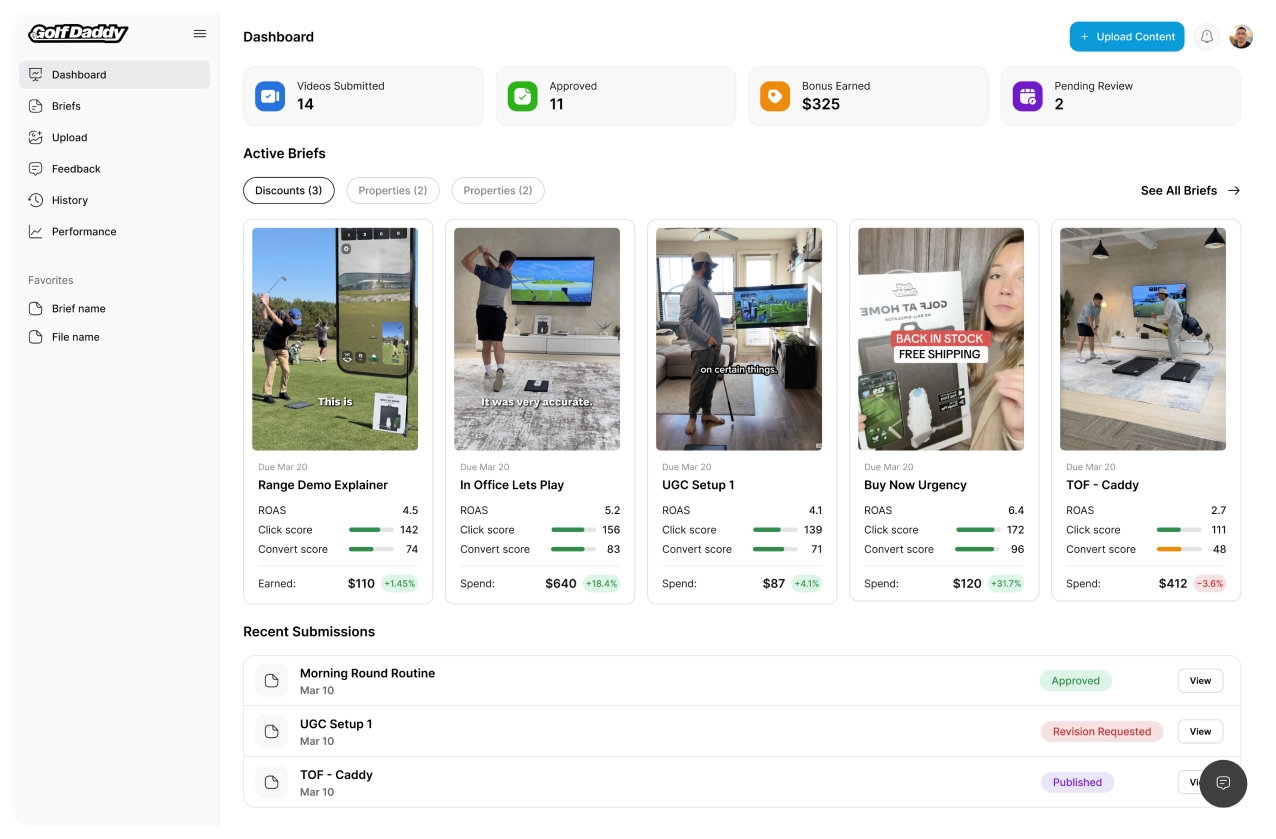 Golf Daddy Creator Platform
